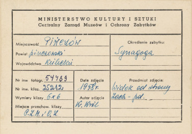 Synagoga - widok ogólny od strony płn. - metryczka, skan 1