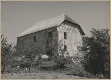 Dwór - widok ogólny ruin od strony płd.-zach. po zadaszeniu, skan 1