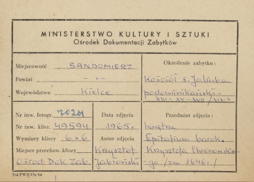  Zespół klasztorny Dominikanów - kościół , epitafium Katarzyny Chronowskiej - metryczka, skan 1