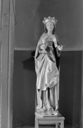 kościół parafialny pw. św. Marcina Biskupa - wnętrze: święta, rzeźba w drewnie, skan 1