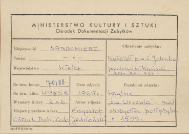  Zespół klasztorny Dominikanów - kościół , obraz z przedstawieniem św. Urszuli, część d. poliptyku - metryczka, skan 1