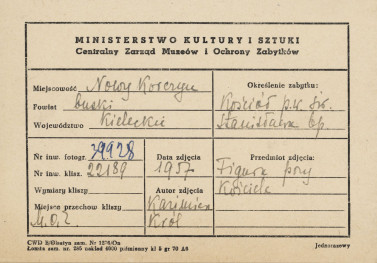 Kościół klasztorny ob. filialny, widok figury przy kościele - metryczka

, skan 1