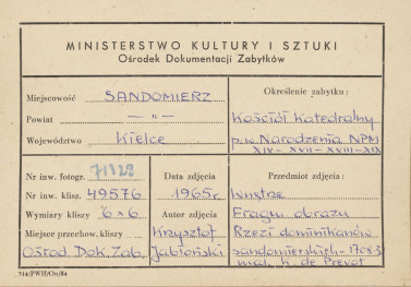 Katedra - wnętrze, obraz "Rzeź dominikanów sandomierskich" - fragment - metryczka, skan 1