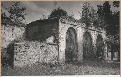 Zespół pałacowy - pawilon zachodni - widok ruin od strony zach., skan 1
