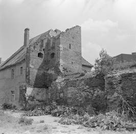 zespół obwarowań miejskich - fragment ruin murów miejskich, skan 1