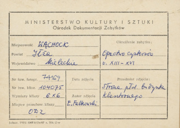 Zespół opactwa Cystersów - fragment płd. elewacji klasztoru, widok od strony płd. - wsch. - metryczka, skan 1