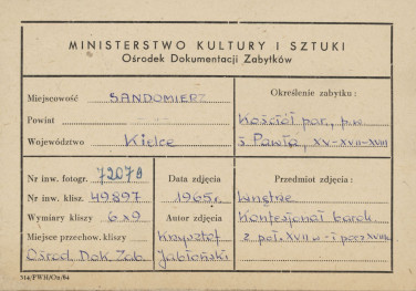 Kościół parafialny pw. św. Pawła - wnętrze, konfesjonał - metryczka, skan 1