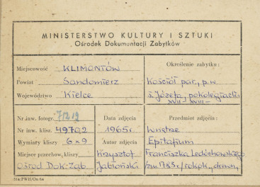 Kościół parafialny - wnętrze, epitafium Franciszka Ledóchowskiego - metryczka, skan 1