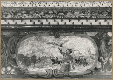 Pałac biskupów - wnętrze , I pokój kapituły, fragment malowidła na fryzie , skan 1