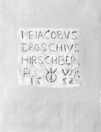 kościół św. Mikołaja - tablica, napis pamiątkowy z 1552 r., skan 1