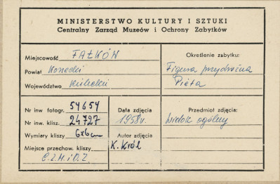 Figura przydrożna - Pieta , widok ogólny - metryczka, skan 1