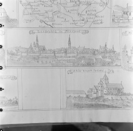 Panorama miasta. Rycina z "Topografii Śląska" autorstwa Friedricha Bernharda Wernera. , skan 1