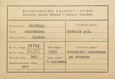 Kościół parafialny - relikt malowidła ściennego zachowany na poddaszu - metryczka, skan 1