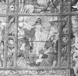 kościół pw. św. Michała Archanioła - nawa główna - ściana północna - fragment polichromii - cykl pasyjny - Zmartwychwstanie, skan 1