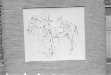 Muzeum Śląskie we Wrocławiu, Michałowski Piotr "Bretonka z mułem" ołówek 207x237 mm, skan 1