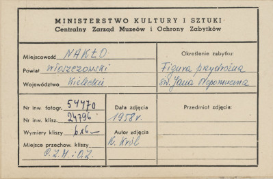Figura przydrożna - św. Jan Nepomucen - metryczka

, skan 1