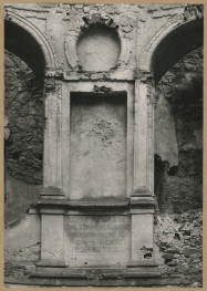 Ruiny zamku  Krzyżtopór  -  fragment dekoracji architektonicznej elewacji I p. korpusu głównego , skan 1