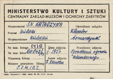 Zespół klasztorny - widok ogrodzenia ogrodu - metryczka, skan 1