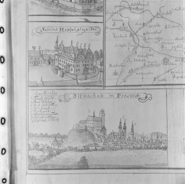 Panorama. Rycina z "Topografii Śląska" autorstwa Friedricha Bernharda Wernera. , skan 1