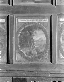 Bazylika katedralna Wniebowzięcia NMP - wnętrze: malowidło na odwrocie stalli w prezbiterium., skan 1