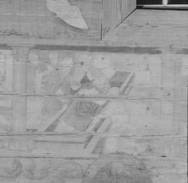 kościół pw. Podwyższenia Krzyża Świętego - wnętrze - prezbiterium - ściana południowa - fragment polichromii, skan 1