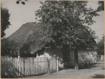 Chałupa drewniana - widok od strony szczytu, skan 1