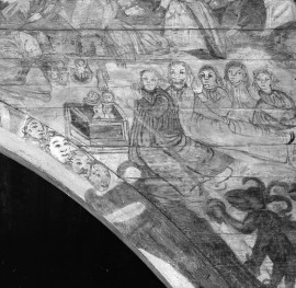 kościół pw. św. Michała Archanioła - nawa główna - łuk tęczowy - fragment polichromii, skan 1