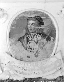 pałac - wnętrze: portret Nostitza w fasecie sali balowej, skan 1