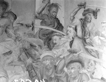 kościół dominikański pw. św. Jakuba - wnętrze: fragment polichromii w kaplicy Męczenników, skan 1