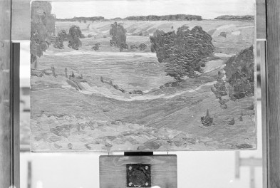 Muzeum Pomorskie w Toruniu, Ruszczyc Ferdynand "Pejzaż z okolic Bohdanowa", olej tektura, skan 1