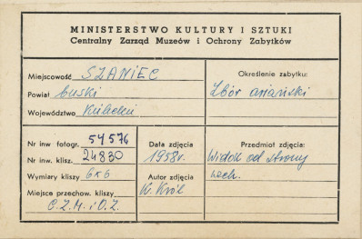Dwór - widok ogólny ruin od strony płd.-wsch. po zadaszeniu - metryczka, skan 1