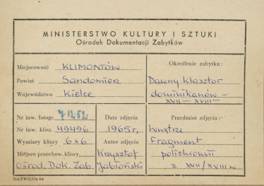 Zespół klasztorny - fragment malowideł ściennych - metryczka, skan 1