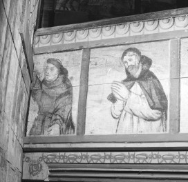 kościół pw. św. Michała Archanioła - nawa główna - parapet chóru - fragment polichromii z bł. Szymonem z Lipnicy i św. Janem Kanty, skan 1