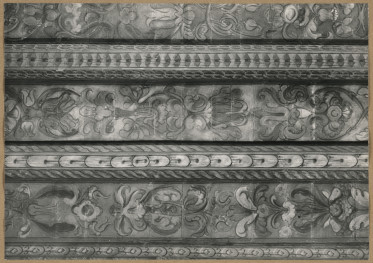 Pałac biskupów - wnętrze , I pokój kapituły,  fragment polichromii stropu , skan 1