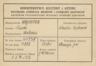 Zespół opactwa Cystersów - klasztor, widok na wieżę w elewacji zach. - metryczka, skan 1