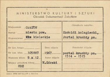 Kolegiata - widok portalu w elewacji płn. - metryczka

, skan 1
