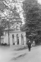 cerkiew greckokatolicka pw. Podwyższenia Krzyża, dzwonnica - elewacja, skan 1