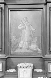 kościół, ob. pw. św. Piotra z Alkantary i św. Antoniego z Padwy - wnętrze: ołtarz boczny, obraz Św. Walentego, skan 1