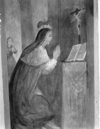 sanktuarium św. Jadwigi Śląskiej - kościół: stara kaplica św. Jadwigi, fragment polichromi, skan 1