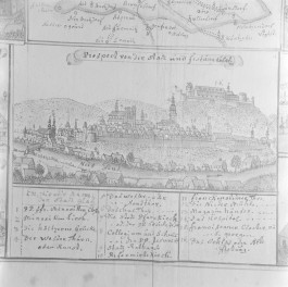 Panorama miasta i twierdzy. Rycina z "Topografii Śląska" autorstwa Friedricha Bernharda Wernera. , skan 1