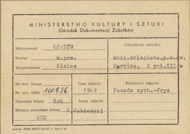 Kolegiata - fragment fryzu romańskiego na fasadzie - metryczka

 , skan 1