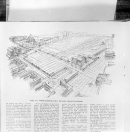 Praca nr. 1. WIdok perspektywiczny Ogrodu Saskiego, autorstwo Jan Knothe
źródło "Architektura" 8/9 1948 rok., skan 1