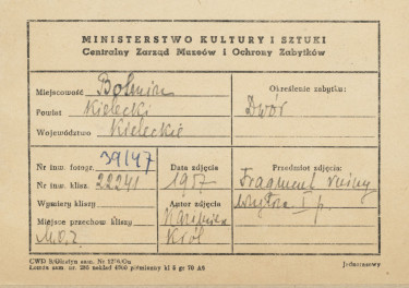 Ruiny dworu obronnego - fragment wnętrza I piętra  - metryczka, skan 1