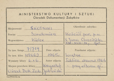 Kościół parafialny - tablica dedykacyjna - metryczka, skan 1