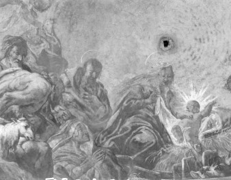 klasztor Benedyktynek - kościół pw. Wniebowzięcia Najświętszej Maryi Panny - wnętrze - transept - sklepienie - fragment polichromii, skan 1