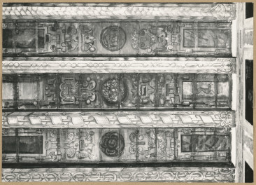 Pałac biskupów - wnętrze, d. sala jadalna, fragment polichromii stropu , skan 1