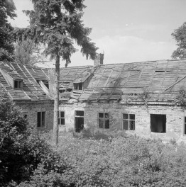 pałac Potockich - elewacja, zniszczenia, skan 1