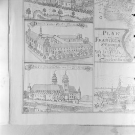 Zespół klasztorny dominikanów. Rycina z "Topografii Śląska" autorstwa Friedricha Bernharda Wernera. , skan 1