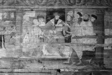 kościół pw. Podwyższenia Krzyża Świętego - wnętrze - prezbiterium - ściana południowa - fragment polichromii, skan 1