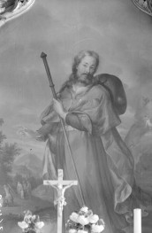 kościół pw. św. Jakuba Apostoła - wnętrze - ołtarz główny - obraz św. Jakuba, skan 1